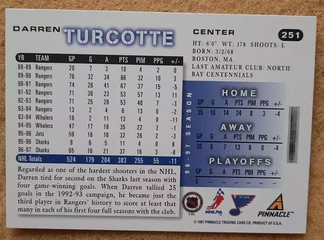 НХЛ Даррен Теркотт Сент-Луис Блюз № 251 1