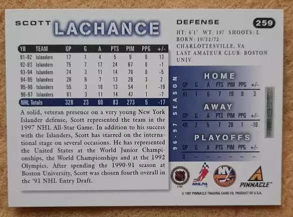 НХЛ Скотт Лашанс Нью-Йорк Айлендерс № 259 1