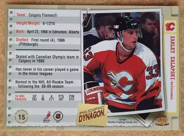 НХЛ Зарли Залапски Калгари Флэймз № 15 1