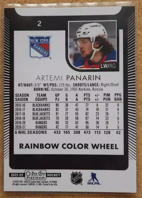 НХЛ Артемий Панарин Нью-Йорк Рейнджерс Подольск Казань СКА № 2 колор 1