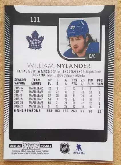 НХЛ Вильям Нюландер Торонто Мэйпл Лифс № 111 1