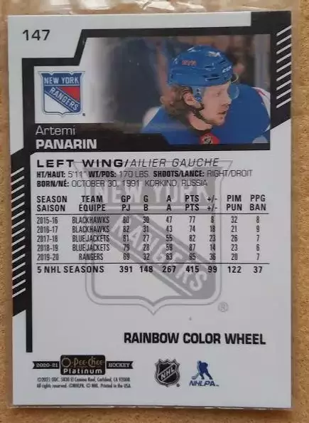 НХЛ Артемий Панарин Нью-Йорк Рейнджерс Подольск Казань СКА № 147 колор 1