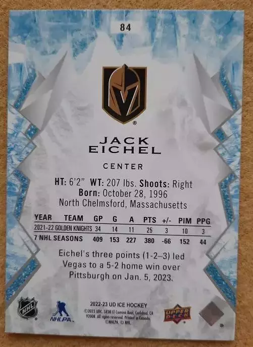 НХЛ Джек Айкел Вегас Голден Найтс № 84 1