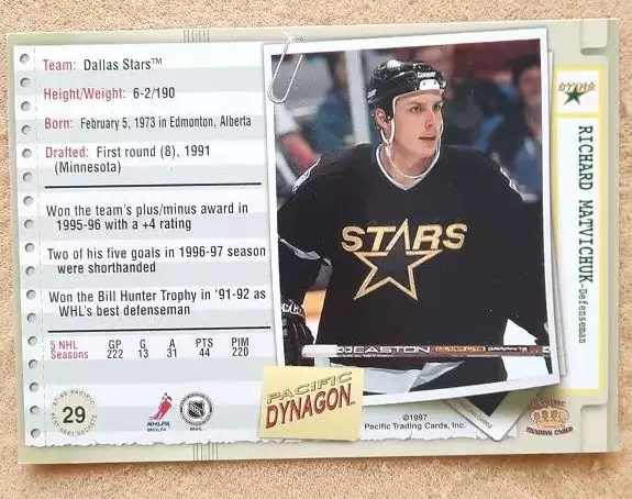 НХЛ Ричард Матвичук Даллас Старз № 29 1