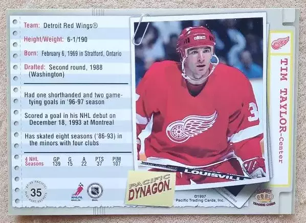 НХЛ Тим Тейлор Детройт Ред Уингз № 35 1