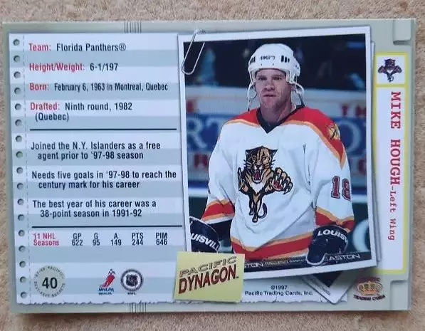 НХЛ Майк Хью Флорида Пантерз № 40 1