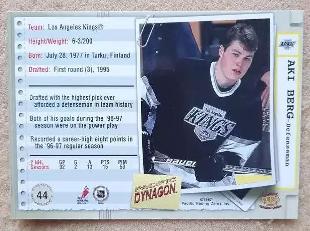 НХЛ Аки Берг Лос-Анжелес Кингз № 44 1