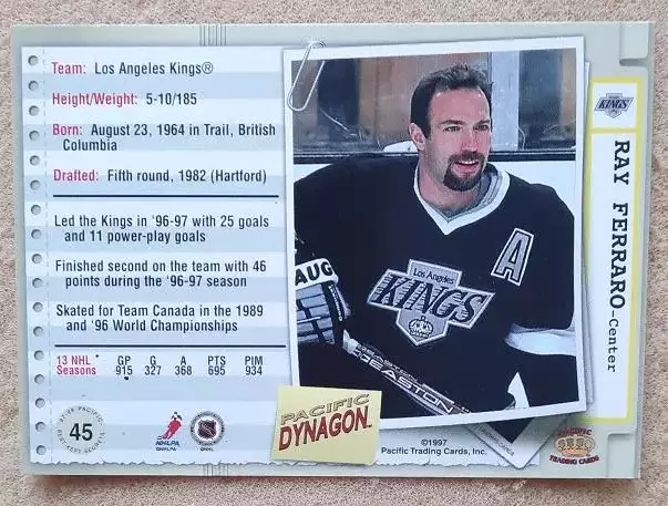 НХЛ Рей Ферраро Лос-Анжелес Кингз № 45 1