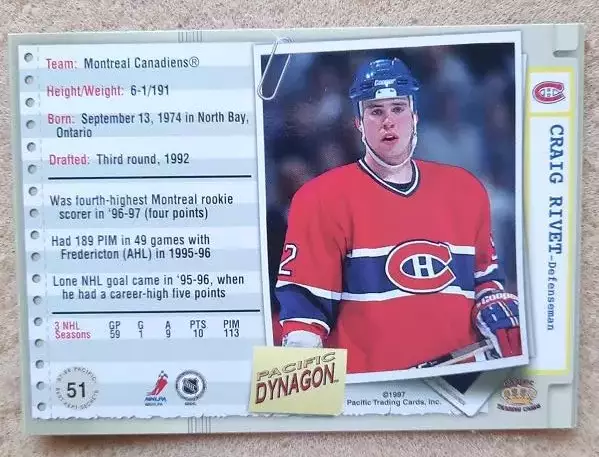 НХЛ Крейг Риве Монреаль Канадиенс № 51 1