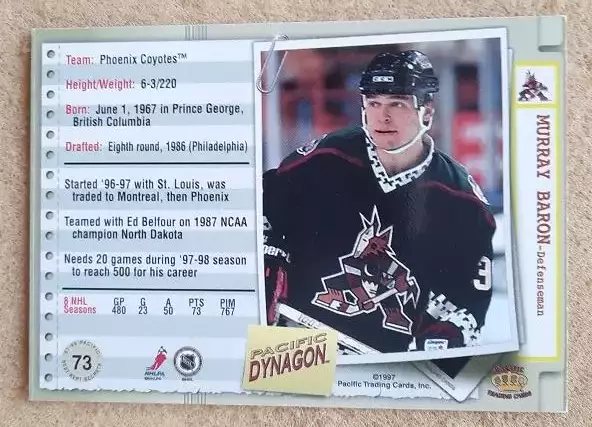 НХЛ Мюррей Барон Финикс Койотис № 73 1