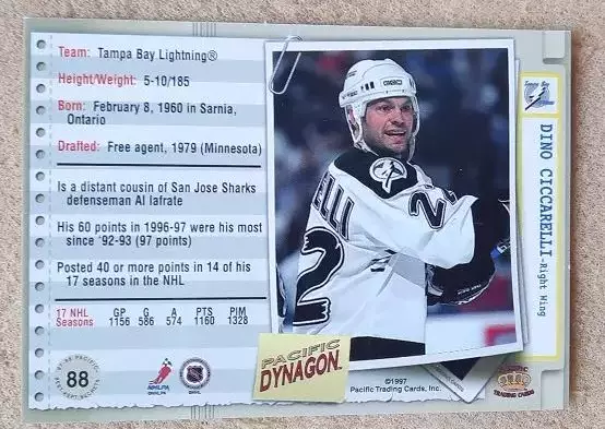 НХЛ Дино Сиссарелли Тампа Бэй Лайтнинг № 88 1