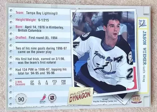 НХЛ Джейсон Вимер Тампа Бэй Лайтнинг № 90 1