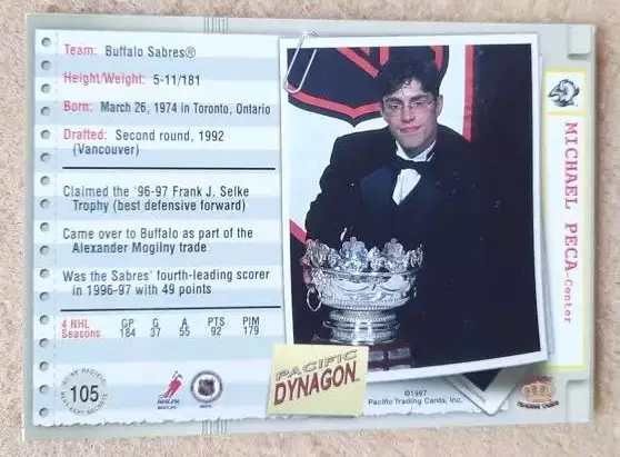 НХЛ Майкл Пека Баффало Сейбрз № 105 1