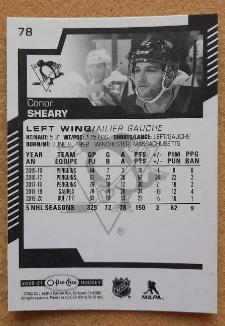 НХЛ Конор Шири Питтсбург Пингвинз № 78 1