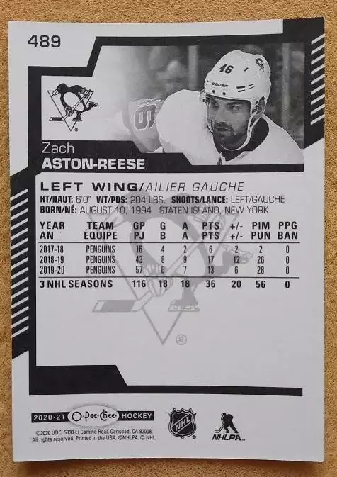 НХЛ Зак Астон-Риз Питтсбург Пингвинз № 489 1