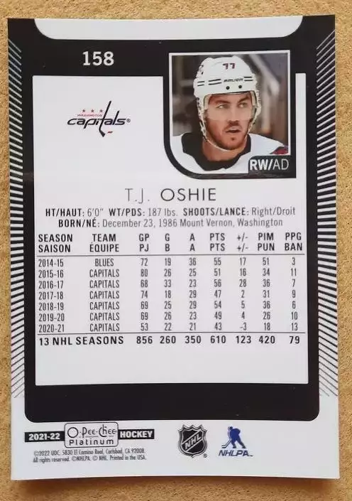 НХЛ Ти Джей Оши Вашингтон Кэпиталз № 158 1