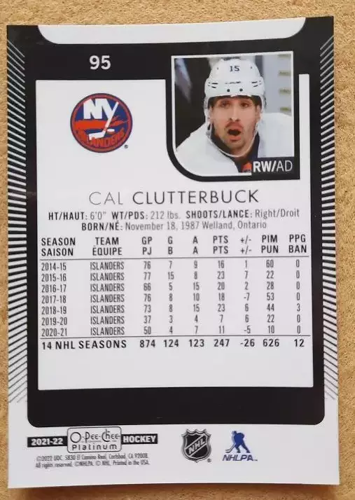 НХЛ Кэл Клаттербак Нью-Йорк Айлендерс № 95 1