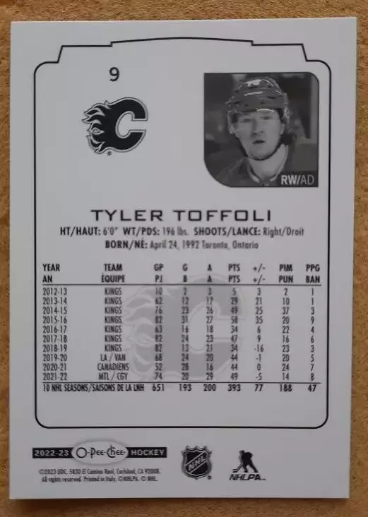 НХЛ Тайлер Тоффоли Калгари Флэймз № 9 1