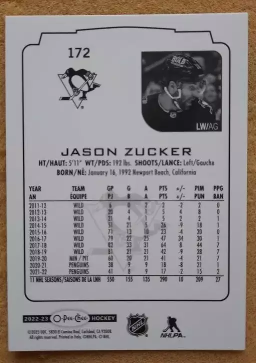 НХЛ Джейсон Цукер Питтсбург Пингвинз № 172 1