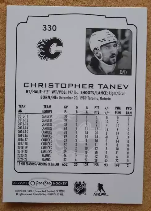 НХЛ Крис Танев Калгари Флэймз № 330 1