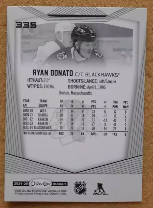 НХЛ Райан Донато Чикаго Блэкхокс № 335 1