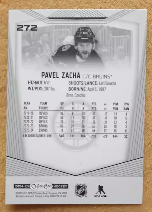 НХЛ Павел Заха Бостон Брюинз № 272 1