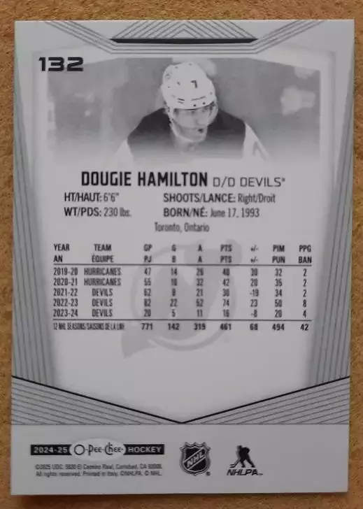 НХЛ Дуги Хэмилтон Нью-Джерси Дэвилз № 132 1