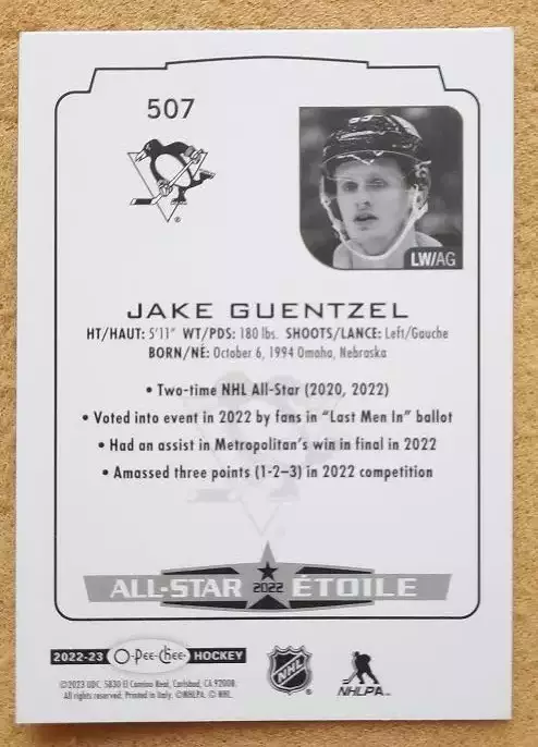 НХЛ Джейк Генцел Питтсбург Пингвинз № 507 1