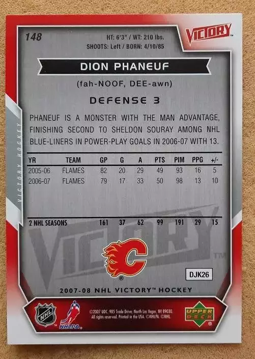 НХЛ Дион Фанеф Калгари Флэймз № 148 1