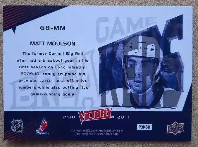 НХЛ Мэтт Моулсон Нью-Йорк Айлендерс № GB - MM 1