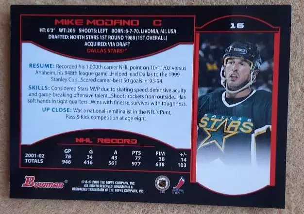 НХЛ Майк Модано Даллас Старз № 16 1