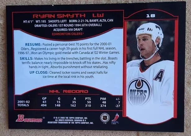 НХЛ Райан Смит Эдмонтон Ойлерз № 18 1