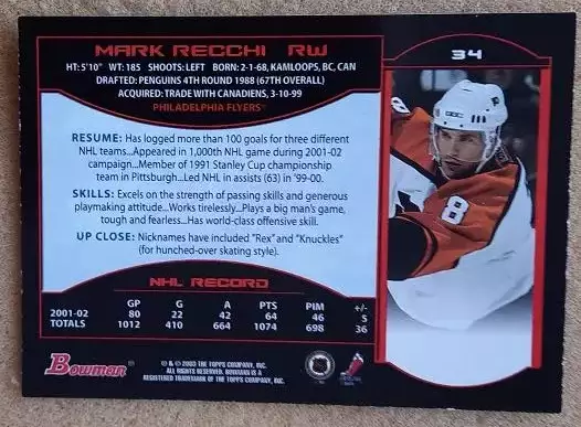 НХЛ Марк Рекки Филадельфия Флайерз № 34 1