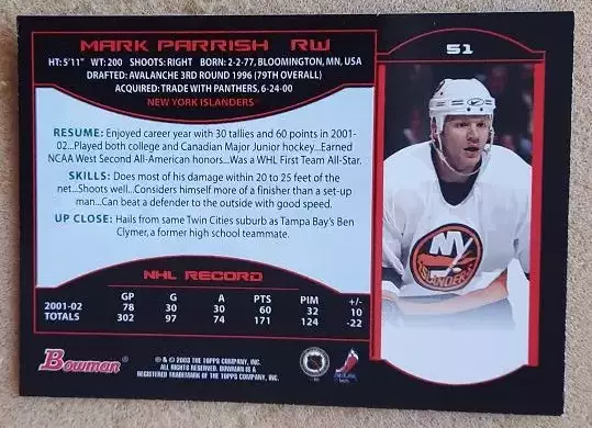 НХЛ Марк Пэрриш Нью-Йорк Айлендерс № 51 1