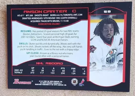 НХЛ Энсон Картер Эдмонтон Ойлерз № 59 1