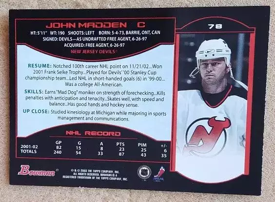 НХЛ Джон Мэдден Нью-Джерси Дэвилз № 78 1