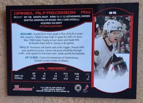 НХЛ Даниэль Альфредссон Оттава Сенаторз № 85 1