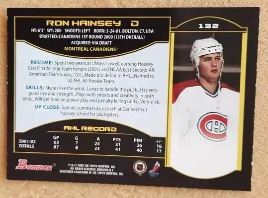 НХЛ Рон Хэнси Монреаль Канадиенс № 132 1