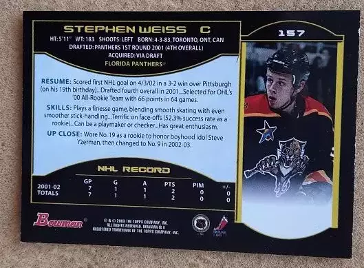 НХЛ Стивен Уайсс Флорида Пантерз № 157 1