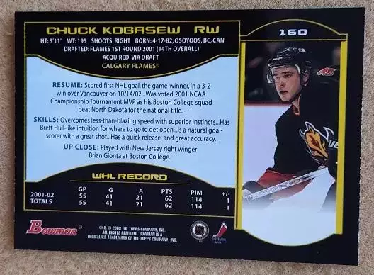 НХЛ Чак Кобасье Калгари Флэймз № 160 1