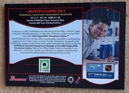 НХЛ Джерри Уолш почетный менеджер по оборудованию № 166 1