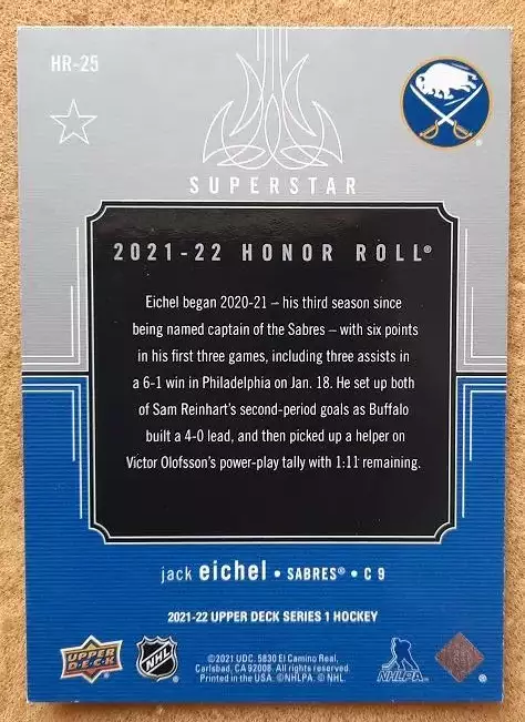 НХЛ Джек Айкел Баффало Сейбрз № HR - 25 1