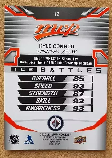 НХЛ Кайл Коннор Виннипег Джетс № 13 айс 1