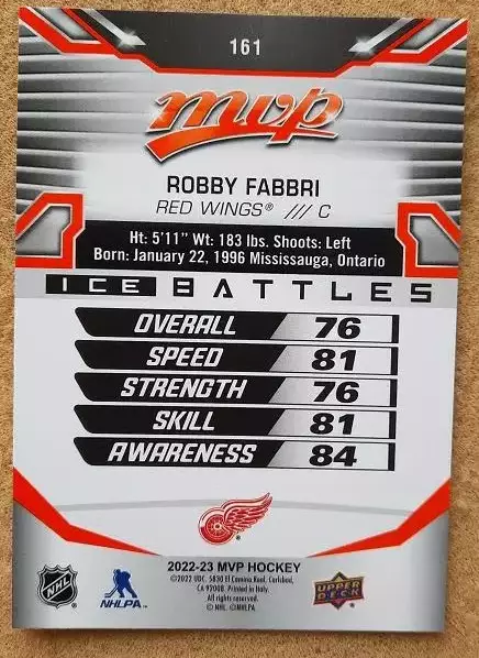 НХЛ Робби Фаббри Детройт Ред Уингз № 161 айс 1