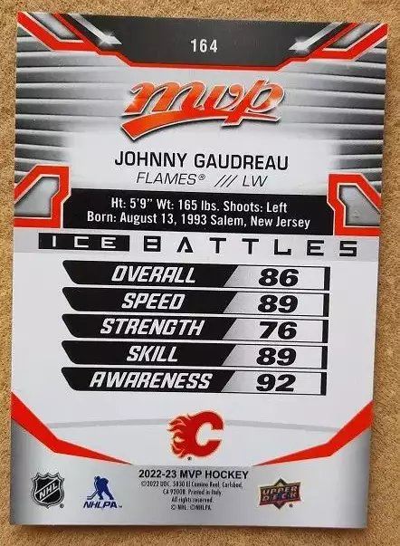 НХЛ Джонни Гудро Калгари Флэймз № 164 айс 1