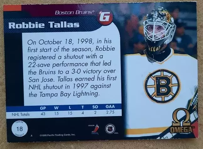 НХЛ Роб Таллас Бостон Брюинз № 18 1