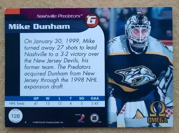 НХЛ Майк Данэм Нэшвилл Предаторз № 128 1