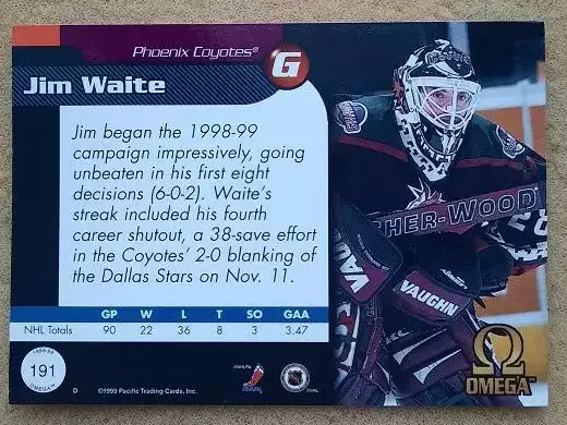 НХЛ Джимми Уайт Финикс Койотис № 191 1