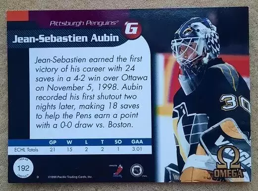 НХЛ Жан-Себастьян Обен Питтсбург Пингвинз № 192 1