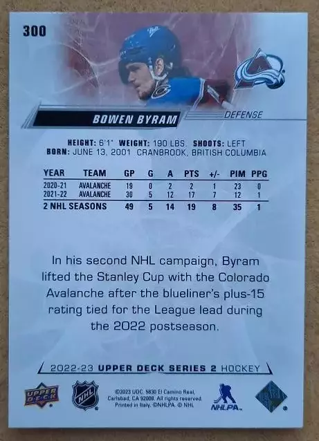 НХЛ Боуэн Байрэм Колорадо Эвеланш № 300 1